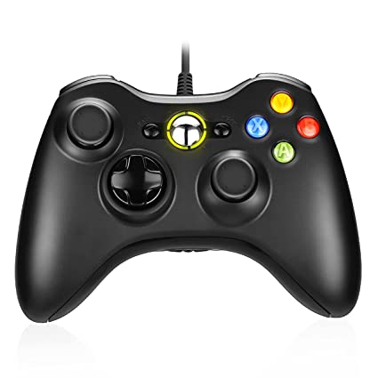 Photo 1 of Powerextra Wired Controller for Xbox 360 - Game Controller for Microsoft Xbox 360 Xbox 360 Slim and PC Windows 7 8 10 Dual-Vibration Turbo Double Motor Wired Game Controller - Black
