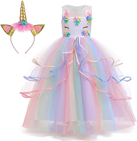 Photo 1 of YOJOJOCO Princess Unicorn Dress Up for Little Girls Birthday Dresses Party Unicorn Costumes Halloween
