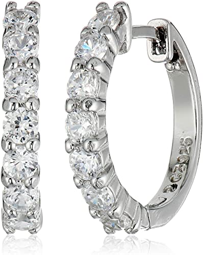 Photo 1 of Amazon Essentials Plated Sterling Silver Hinged Huggie Hoop Earrings
