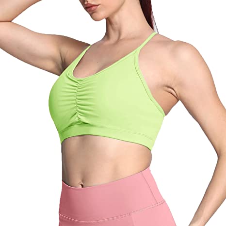 Photo 1 of Aoxjox Sports Bras for Women Workout Fitness Ruched Training Baddie Cross Back Yoga Crop Tank Top SMALL
