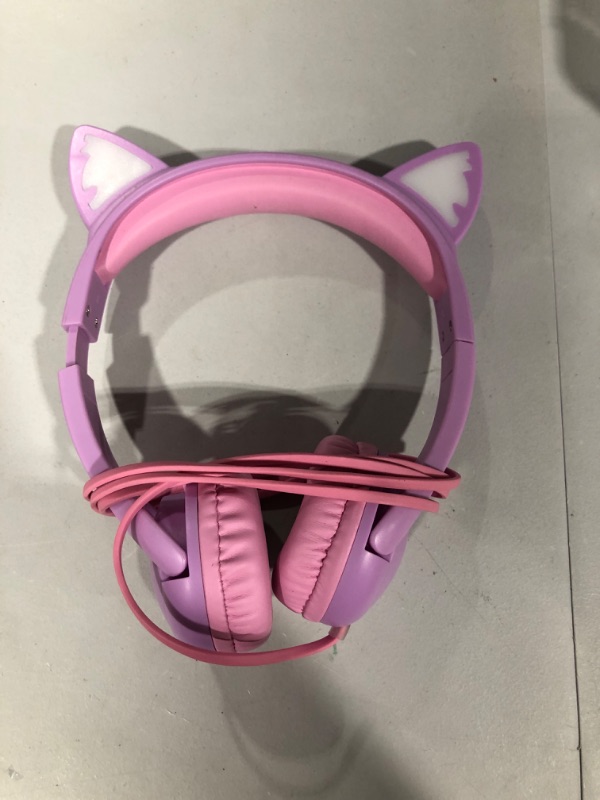 Photo 2 of  Kids Headphones with Cute LED Glowing Cat Ears,Foldable, Noise-Canceling and Adjustable Toddlers Headphones for Boys and Girls (Pink) -ITEM NOT EXACT TO STOCK PHOTO
