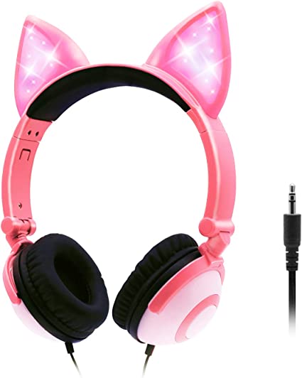 Photo 1 of  Kids Headphones with Cute LED Glowing Cat Ears,Foldable, Noise-Canceling and Adjustable Toddlers Headphones for Boys and Girls (Pink) -ITEM NOT EXACT TO STOCK PHOTO
