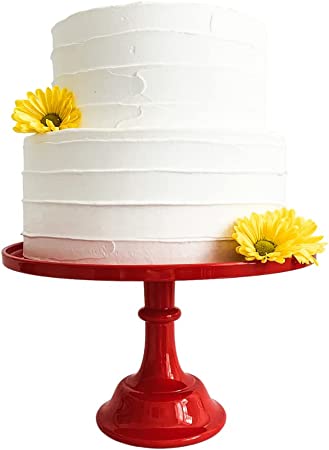 Photo 1 of 11" Red Plastic Cake Stand | Melamine Wedding Cake Stand | Pretty Cake Stands for Dessert Table | Serving Trays for Party or Brunch Decorations | Adorable Cake Plate by Sprinkles & Confetti

