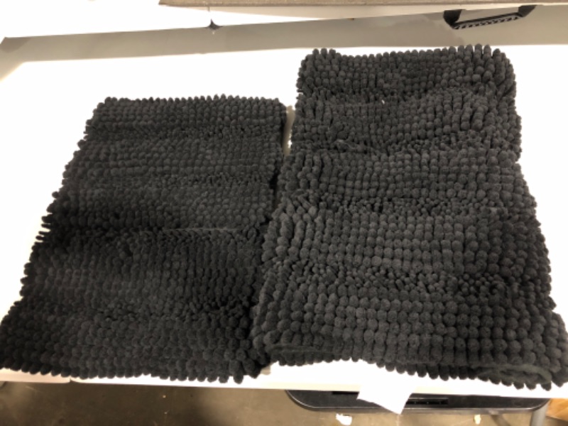 Photo 1 of 2 Piece Bathroom Set, Bathroom Bath Mats, (Jet Black, 47x17 plus 17x24 - inches)