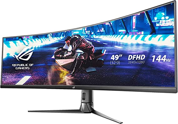 Photo 1 of Asus ROG Strix XG49VQ 49” Curved Gaming FreeSync Monitor 144Hz Dual Full HD HDR Eye Care with DP HDMI Black **refer to description for detailed damaged!**
