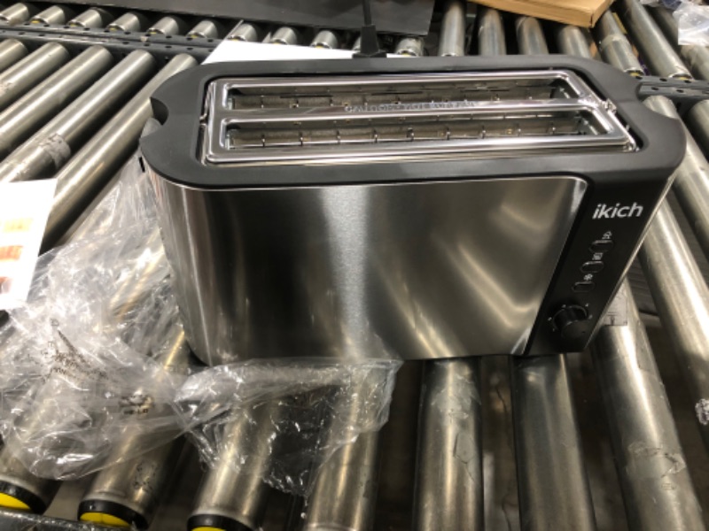 Photo 1 of IKICH Toaster 2 Long Slot, Toaster 4 Slice Stainless Steel, Warming Rack, 6 Browning Settings, Defrost/Reheat/Cancel, Removable Crumb Tray, 1300W