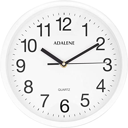 Photo 1 of Adalene Wall Clocks Battery Operated Non Ticking - 10 Inch Completely Silent Wall Clock, Analog Quartz Office Wall Clock - Vintage White Wall Clock for School, Non Ticking Wall Clock, Classroom Clock