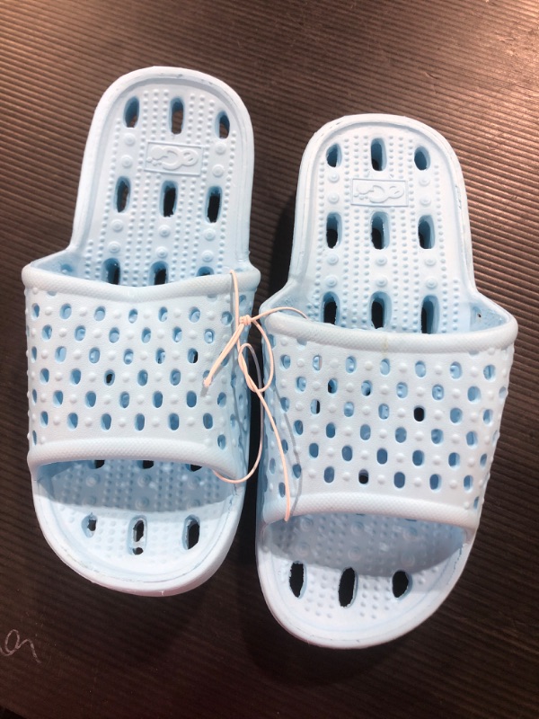 Photo 1 of  Shower Sandals Women Quick Drying Bath Slippers Non Slip Dorm Shoes- LIGHT BLUE- SIZE 9/10