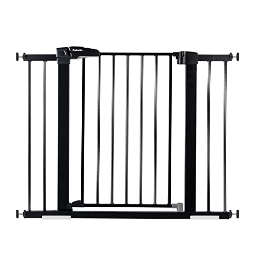 Photo 1 of BABELIO 26-40 Inch Easy Install Extra Wide Pressure Mounted Metal Baby Gate, No Drilling, No Tools Required, with Wall Protectors and Extenders (Black)

Applicable width: 26-40 inches
Applicable height: 30 inches
Applicable places: stairs, bedroom door, b