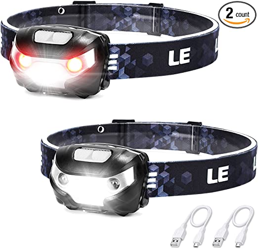 Photo 1 of LED Headlamp Rechargeable, Super Bright Head Lamp with 5 Modes, 45°Tilt Comfortable Headlamp Flashlights for Adults and Kids, IPX4 Waterproof Headlight for Camping, Hiking, Running, Fishing, Reading