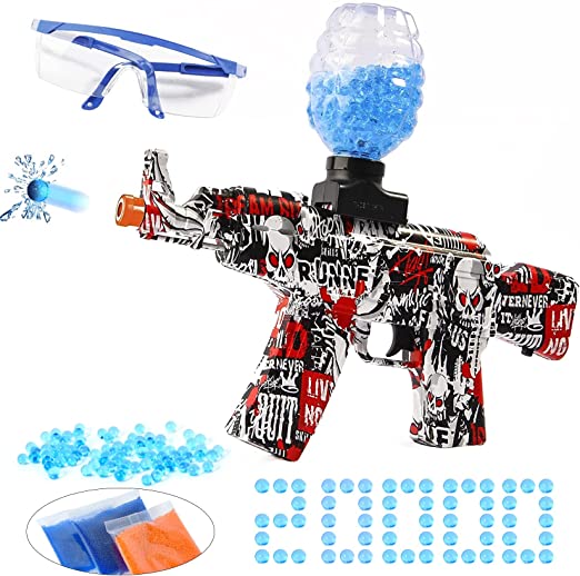 Photo 1 of CVCBSER AKM-47 Foam Blasters, Splatter Ball Blaster Automatic, with 20000+ Water Beads and Goggles, for Outdoor Activities - Shooting Team Game (Red)