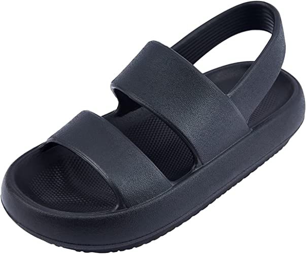 Photo 1 of AUSLAND Women's Flat Sandals Two Strap, Casual Dress Comfy Sandals Slingback Open-toe 90121- SIZE 7.5- BLK