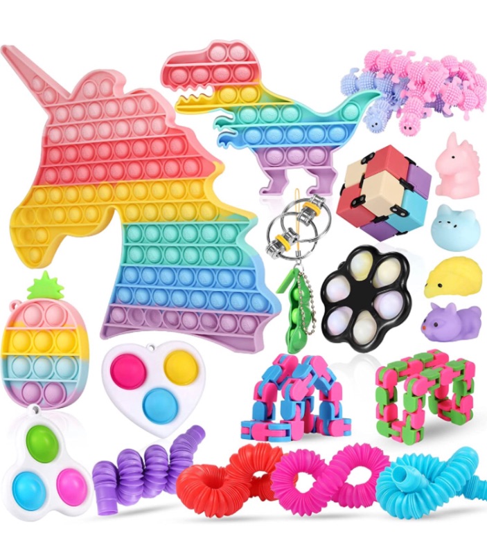 Photo 1 of Fescuty Fidget Toys Pack Set Pop Fidgets Toy Sets Packs Fidget Toys Pack Stress Relief and Anti-Anxiety Tools Sensory Toys (22 Packs)