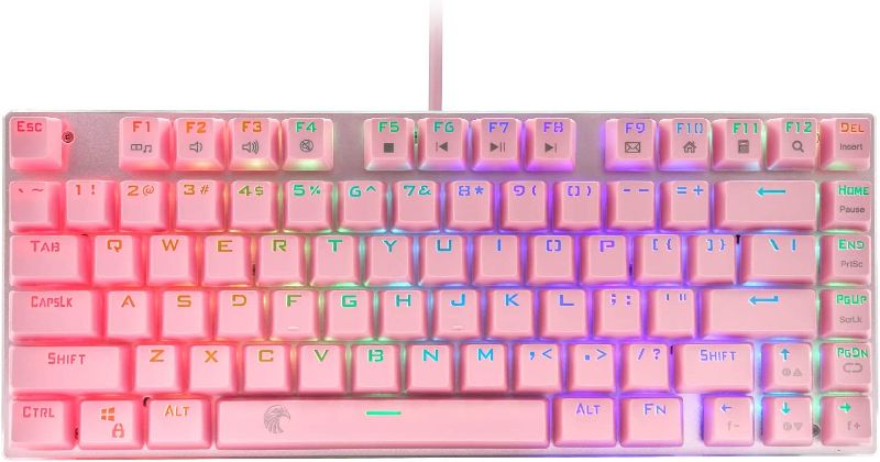 Photo 1 of HUO JI E-Yooso Z-88 RGB Mechanical Gaming Keyboard, Brown Switches, 60% Compact 81 Keys for Mac, PC, Cute Pink
