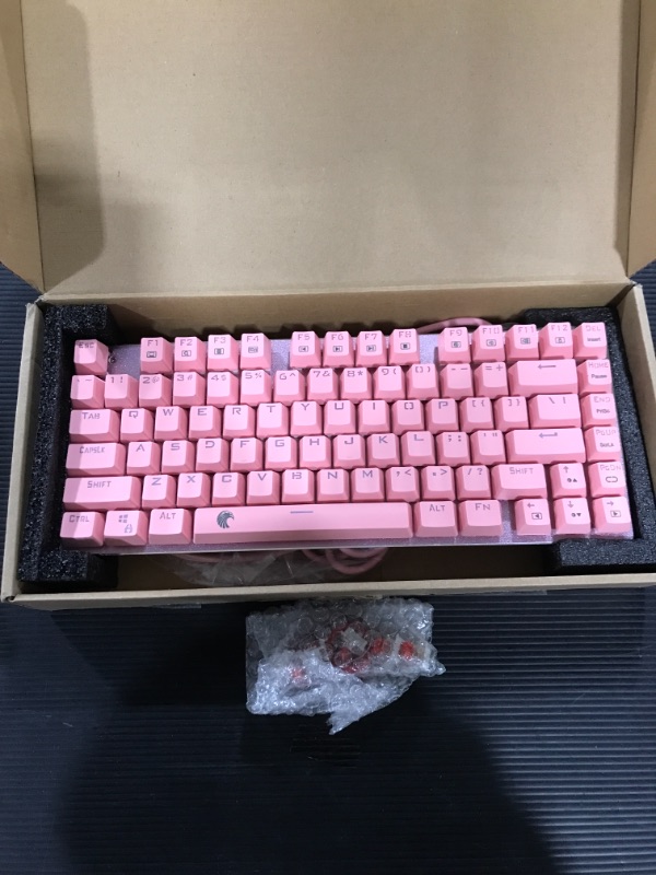 Photo 2 of HUO JI E-Yooso Z-88 RGB Mechanical Gaming Keyboard, Brown Switches, 60% Compact 81 Keys for Mac, PC, Cute Pink
