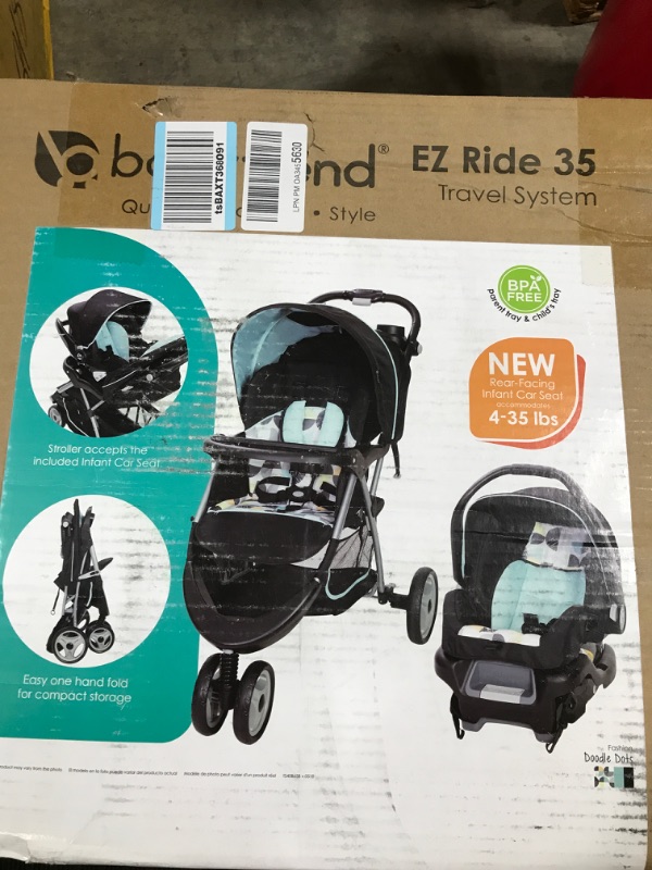 Photo 4 of Baby Trend EZ Ride 35 Travel System, Doddle Dots Blue (1850380)