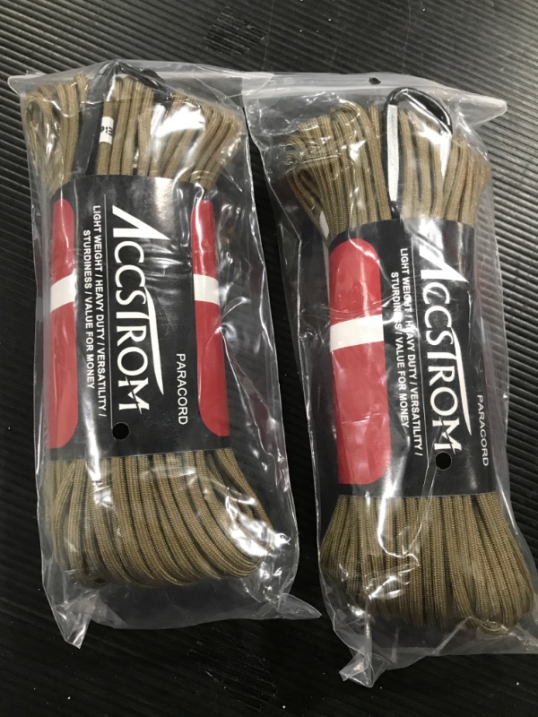 Photo 2 of 650lb Paracord Parachute Cord, Mil-Spec Type III, Nylon Paracord for Paracord Bracelet, Paracord Keychain(100ft, Coyote Brown)- 2PK