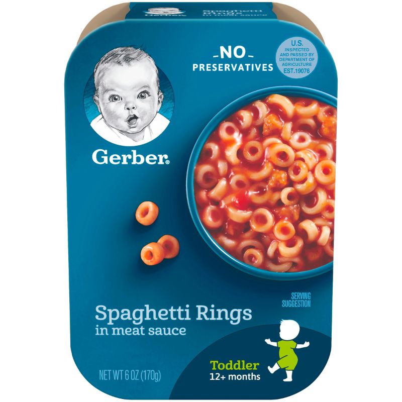 Photo 1 of (Pack of 6) Gerber Lil Meals Spaghetti Rings in Meat Sauce 6 Oz Tray-BB-05/2023