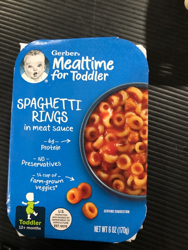 Photo 2 of (Pack of 6) Gerber Lil Meals Spaghetti Rings in Meat Sauce 6 Oz Tray-BB-05/2023