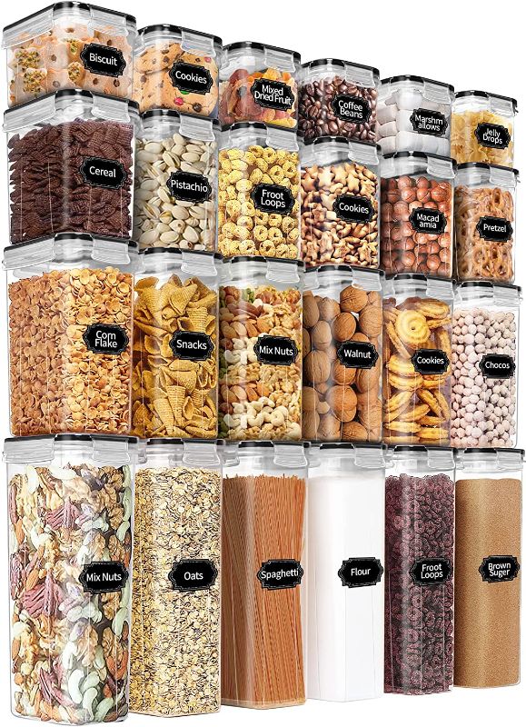 Photo 1 of Airtight Food Storage Containers Set with Lids - 24 PCS, BPA Free Kitchen and Pantry Organization, PRAKI Plastic Leak-proof Canisters for Cereal Flour & Sugar - Labels & Marker 
