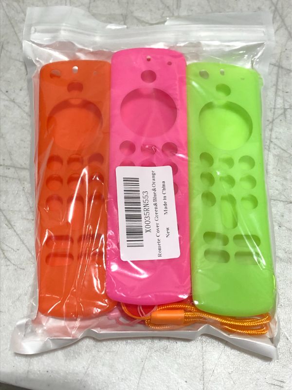 Photo 2 of 3Pack Firstick Remote Cover Case Compatible with Fir tv Stick 4K,Anti-Slip Silicone Protective Case for Alexa tv Stick 4K Max 3rd Gen 2021 Release with Lanyards,Shockproof(Glow Green&Blue&Orange) 