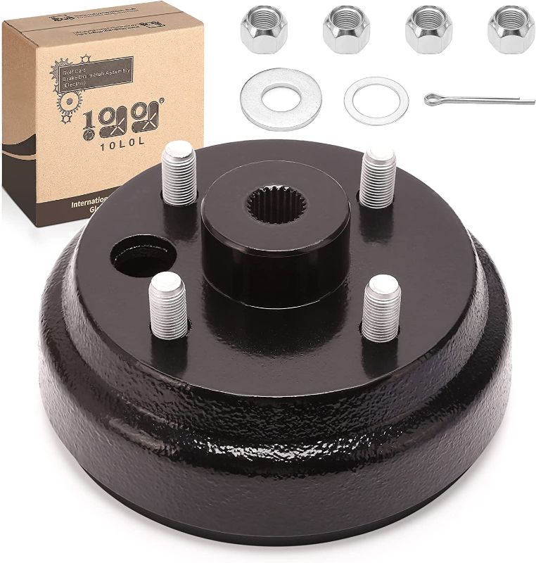 Photo 1 of 10L0L Golf Cart Brake Drum/Hub Assembly (Electric) for EZGO TXT Replaces OEM# 19186G1P, 2-Pack 