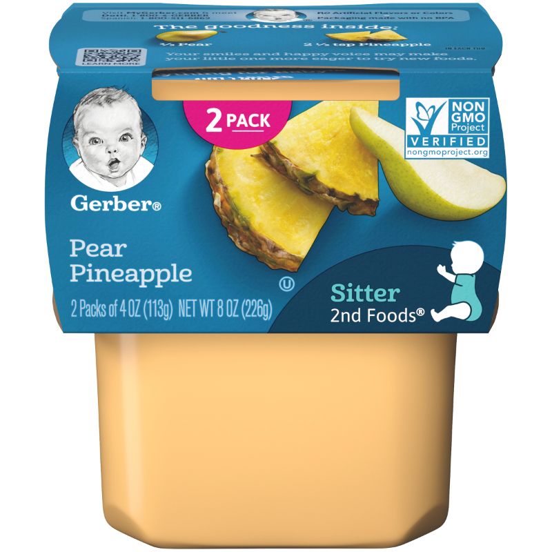 Photo 1 of Gerber 2nd Foods Natural for Baby Baby Food Pear Pineapple 4 Oz Tubs (16 Pack)
