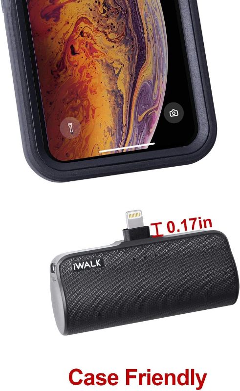 Photo 1 of iWALK Mini Portable Charger for iPhone with Built in Cable, 3350mAh Ultra-Compact Power Bank Small Battery Pack Charger Compatible with iPhone 14/13/13 Pro/12/12 Pro/11/XR/XS/X/8/7/6,Black
