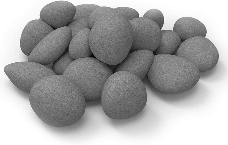 Photo 1 of 24 PCS Fireplace Ceramic Pebbles for Firepits ?for All Types of Indoor, Gas Inserts, Ventless & Vent Free, Electric, or Outdoor Fireplaces & Fire Pits. Realistic Clean Burning Accessories … (grey)
