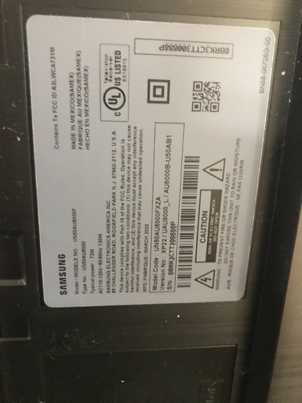 Photo 1 of SAMSUNG 50-Inch Class Crystal 4K UHD AU8000 Series HDR, 3 HDMI Ports, Motion Xcelerator, Tap View, PC on TV, Q Symphony, Smart TV with Alexa Built-In (UN50AU8000FXZA, 2021 Model)
