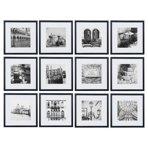 Photo 1 of 12pc 12" x 12" Black Frame Kit, Matted To 7.5" x 7.5" - Gallery Perfect

