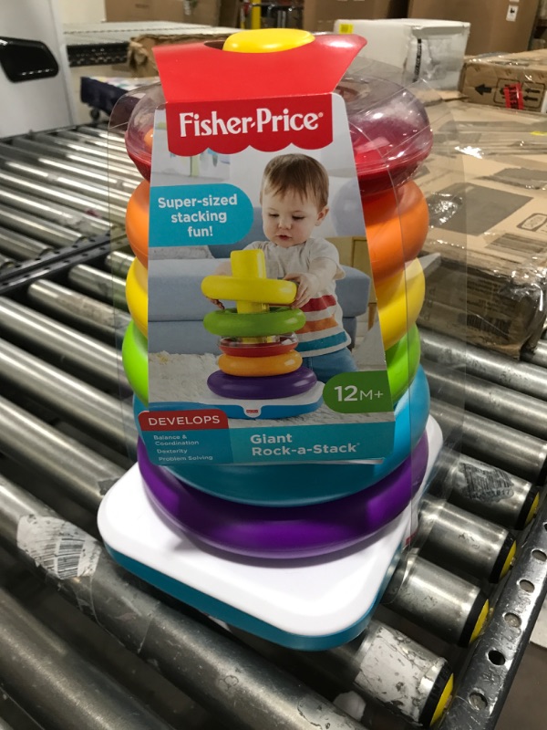 Photo 2 of Fisher-Price Giant Rock-a-Stack Baby Toy, 14+ Inches Tall, Multi-Color Ring Stacking Toy for Infants and Toddlers?
