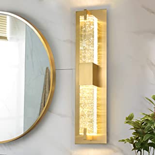 Photo 1 of Bathroom Sconces Wall Lighting with Bubble Glass Modern Gold Sconce Light Fixture, Hardwired, 3000K LED Wall Sconce WOSHITU Indoor Wall Mounted Lamps for Bedroom, Hallway, Living Room
