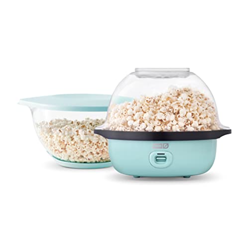 Photo 1 of DASH SmartStore™ Deluxe Stirring Popcorn Maker, Hot Oil Electric Popcorn Machine with Large Lid for Serving Bowl and Convenient Storage, 24 Cups – Aqua
