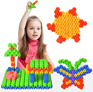 Photo 1 of eaclqins 500 Piece Building Blocks Kids STEM Toys Educational Building Toys Interlocking Solid Plastic Educational Kit for Preschool Boys and Girls 3+, Creative Kids Birthday Gifts (Hexagonal Blocks)
