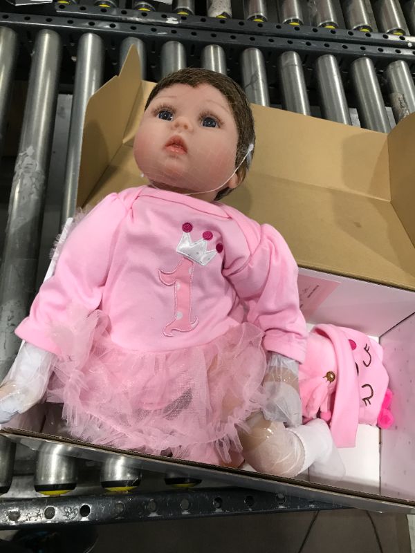 Photo 2 of CHAREX Realistic Reborn Baby Dolls Real Looking Lifelike Dolls for Girls 22 Inch Handmade Weighted Baby Dolls Newborn Silicone Baby Doll with Giraffe Toy Gifts for Kids Age 3+
