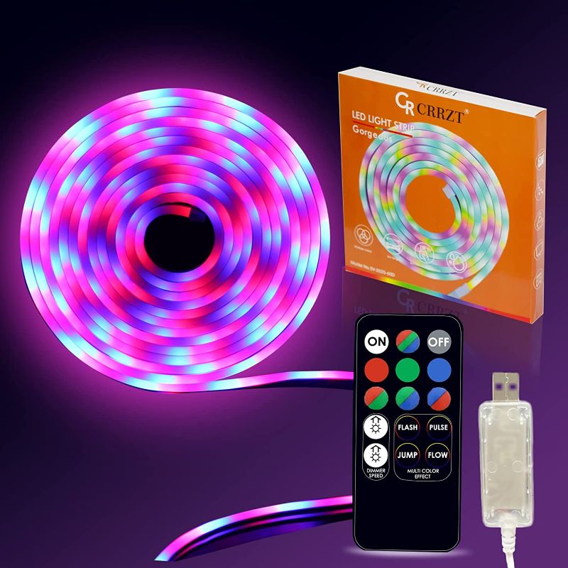 Photo 1 of 16.4ft/5m Neon Rope Light, 5V RGB Neon Flexible LED Strip with USB IP68 Waterproof Flow Neon Light Modeling for Indoor Outdoor Usage - SET OF 2
