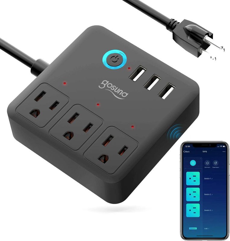 Photo 1 of -NEW-Smart Power Strip Work With Alexa Google Home, Smart Plug Mini WiFi Outlets Surge Protector With 3 USB 3 Charging Port For Cruise Ship Travel Multi-Plug Extender,10A (Black)
