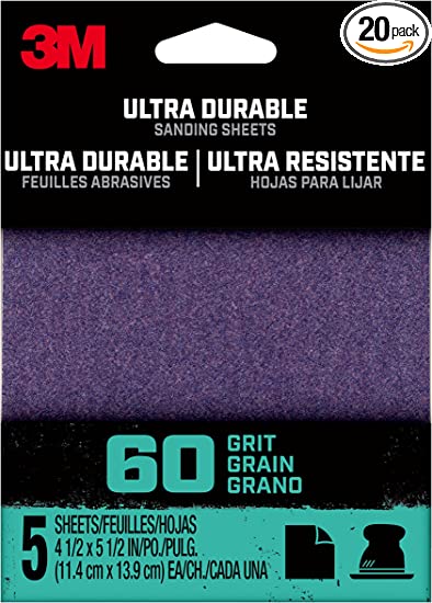 Photo 1 of 3M Ultra Durable Power Sanding 1/4 Sheet, 5 Sheets each pack! 60 grits total, 20 packs!