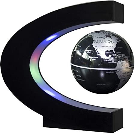 Photo 1 of Floating Globe with LED Lights C Shape Magnetic Levitation Floating Globe World Map for Desk Decoration (Black)
