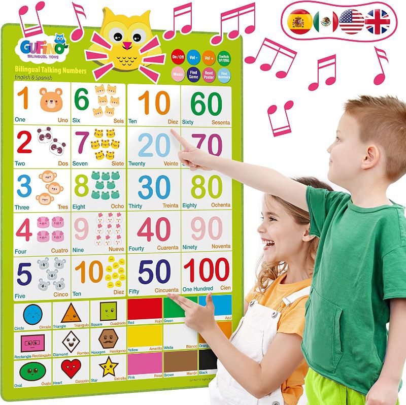 Photo 2 of Bilingual Talking Number Poster for Toddlers - English & Spanish Learning for Toddlers. Numbers, Colors, Songs! Educational Toys for 3 Year Old Kids. Best Learning & Education Toys. by GUFINO
