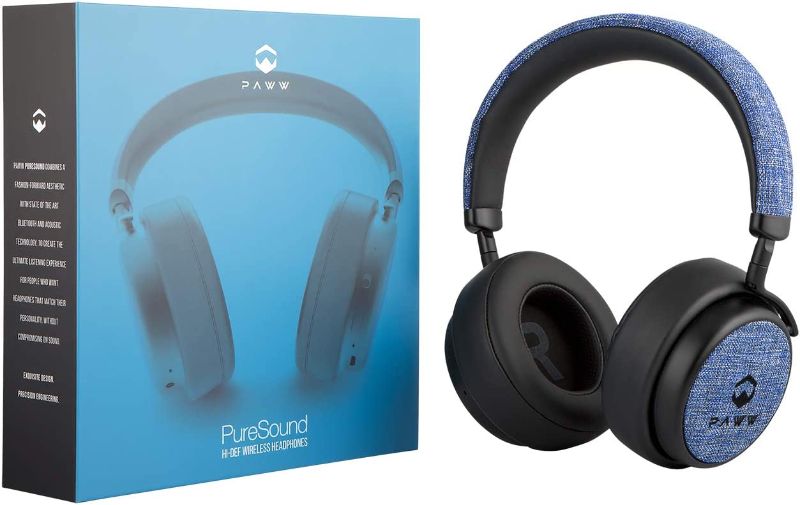 Photo 1 of Paww PureSound Headphones - Over The Ear Bluetooth Fashion Headphones – Hi Fi Sound Quality Longer Playtime - for Calls Movies & More (Nautical Blue)
