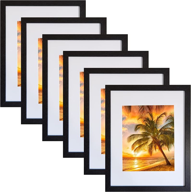 Photo 1 of 11x14 Picture Frames Black Display Pictures 8x10 With mat or 11x14 Prints Without Mat, Wall Mounting, 6PCS

