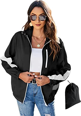 Photo 1 of Avoogue Womens Waterproof Rain Coats Lightweight Windbreaker Rain Jacket Outdoor Raincoat with Hood Packable SIZE M