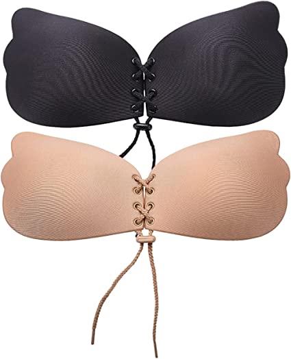 Photo 1 of [Size B] Strapless Sticky Bra Backless Bra Invisible Silicone Bras Push up Bra for Women 2 Pack
