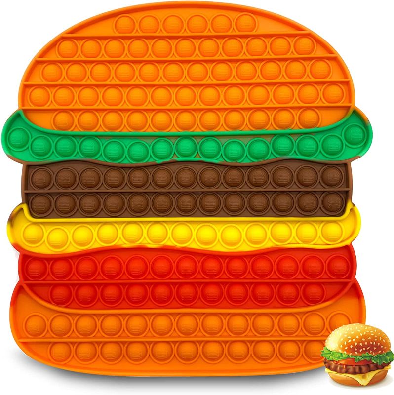 Photo 1 of 10 Inch Big Hamburger Pop Fidget Toy, Jumbo Sensory Bubble Stress Toy