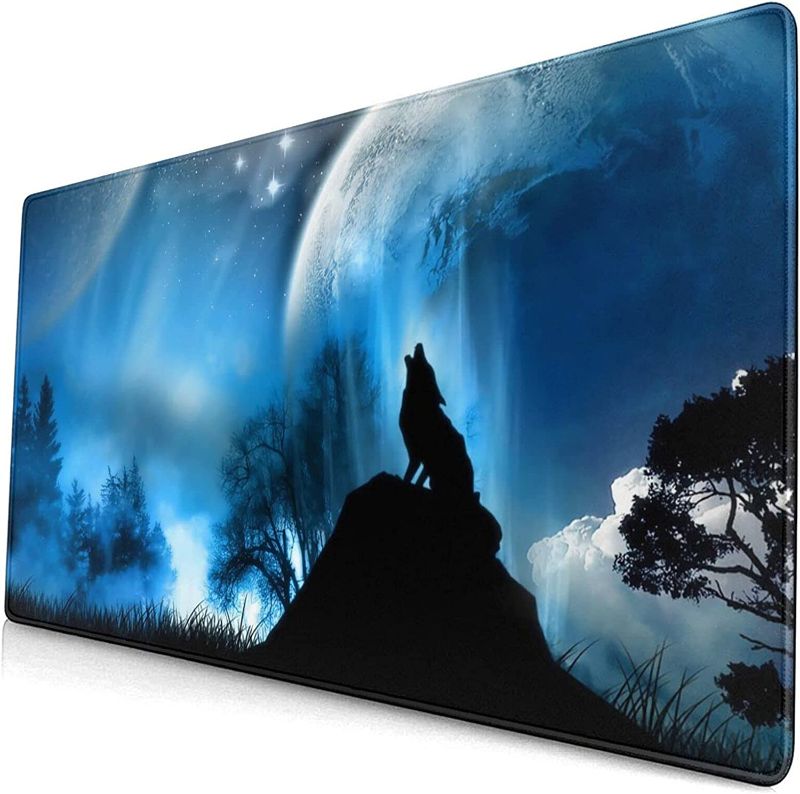 Photo 1 of Large Gaming Mouse Pad Cute Keyboard Pad Cool Wolf Desk Mat for Office Home Extended Mousepad with Stitched Edges 15.8 X 29.5 Inch