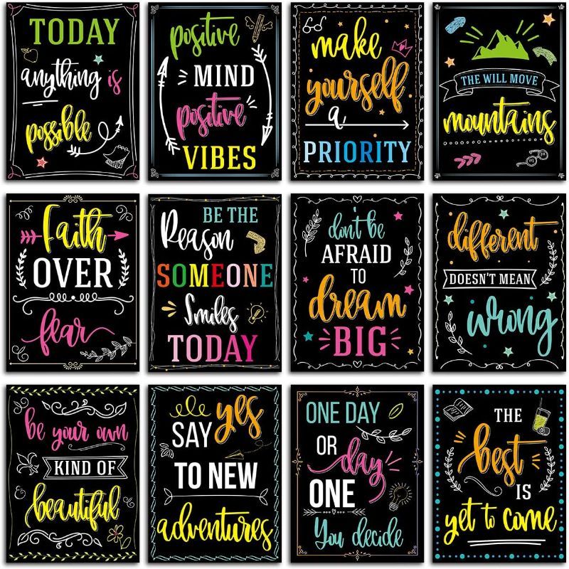 Photo 1 of 12 Motivational Posters Inspirational Quotes Posters Wall Art for Students Teachers Classroom Office Home Decorations 12 x 16 Inches
