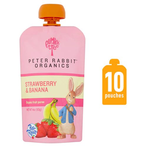 Photo 1 of [EXP 10-22] Peter Rabbit Organics Organic Fruit Puree Strawberry & Banana -- 4 oz Each / Pack of 10
