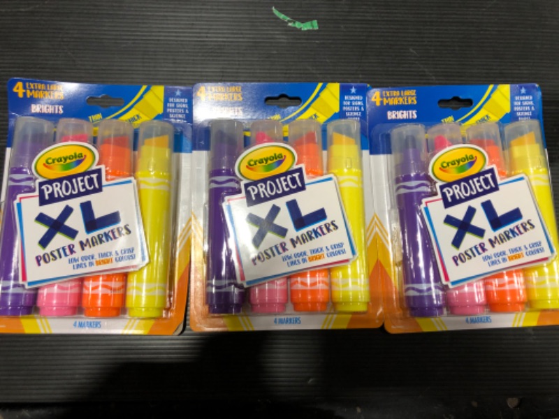 Photo 1 of BUNDLE OF 3 PACKS CRAYOLA 4 CT XL BRIGHT COLOR POSTER MARKERS